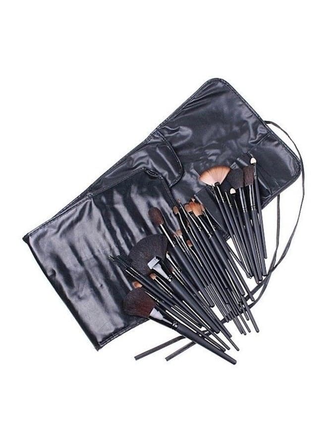 32-Piece Makeup Brush Set With Rayon Cosmetic Bag Black