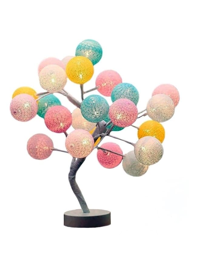 Led Nordic Wind Manual Cotton Ball Tree Table Lamp Multicolour