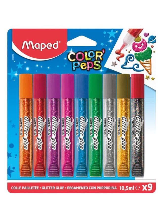 9-Piece Glitter Glue Set, 9x10.5ml Multicolour