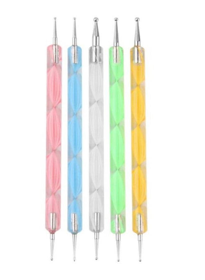 5-Piece Nail Art Design Dot Paint Tool Multicolour
