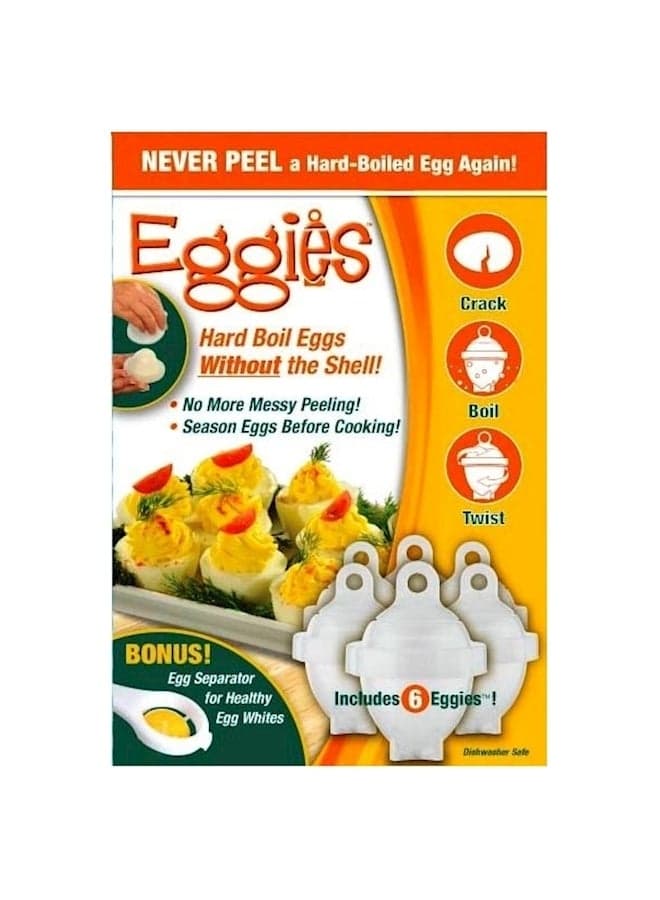 6-Piece Eggies Hard Boiled Egg Cooker Set Multicolour