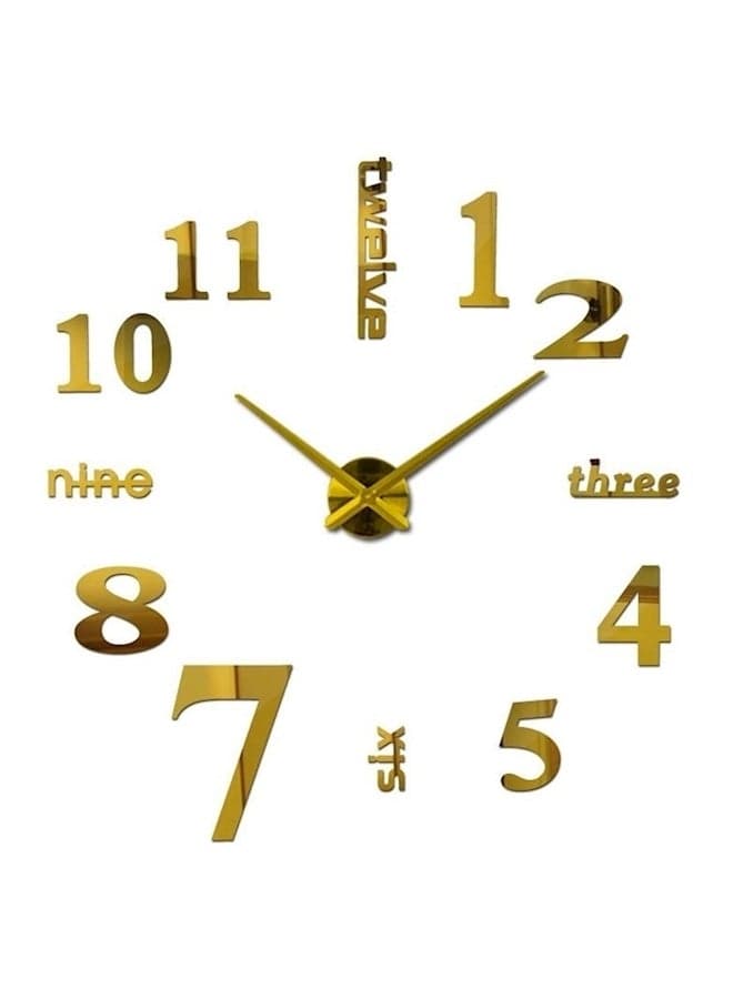 Large DIY Quartz 3D Acrylic Sticker Letters And Number Wall Clock Brown
