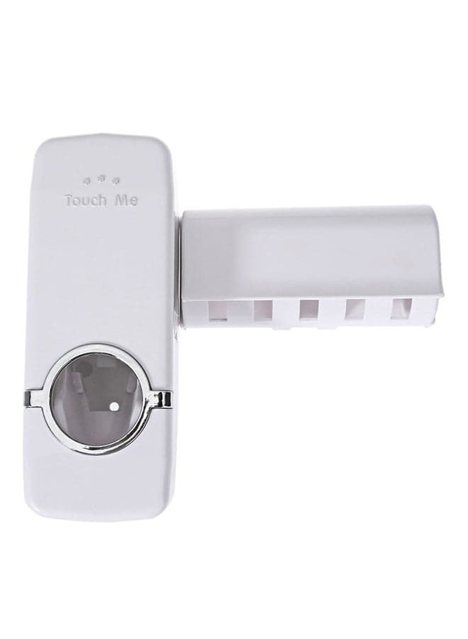 Automatic Vacuum Toothpaste Dispenser With Toothbrush Holder Off White