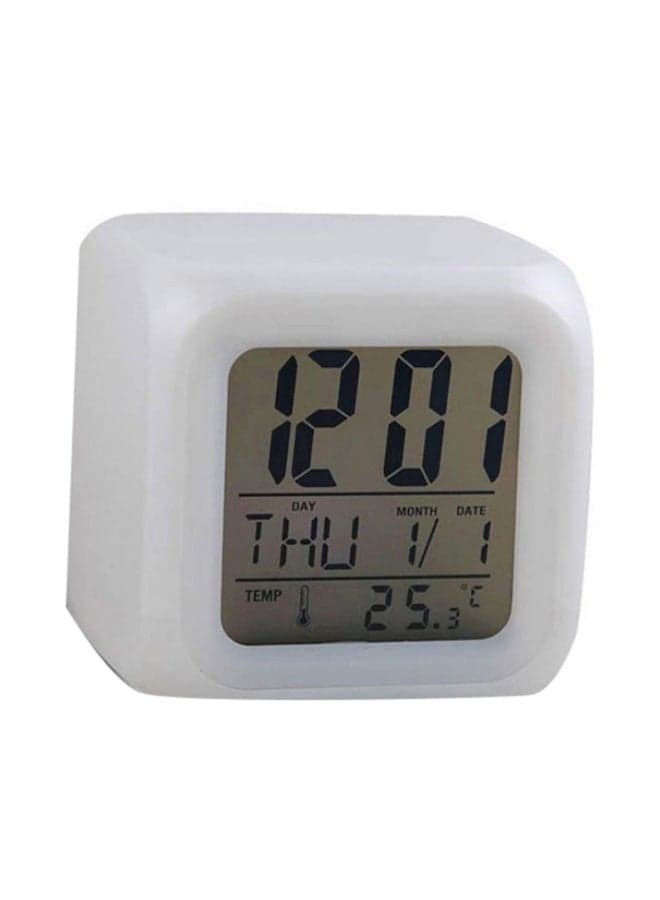 Thermometer Night Glowing Cube 7 Colors Digital Alarm Clock White