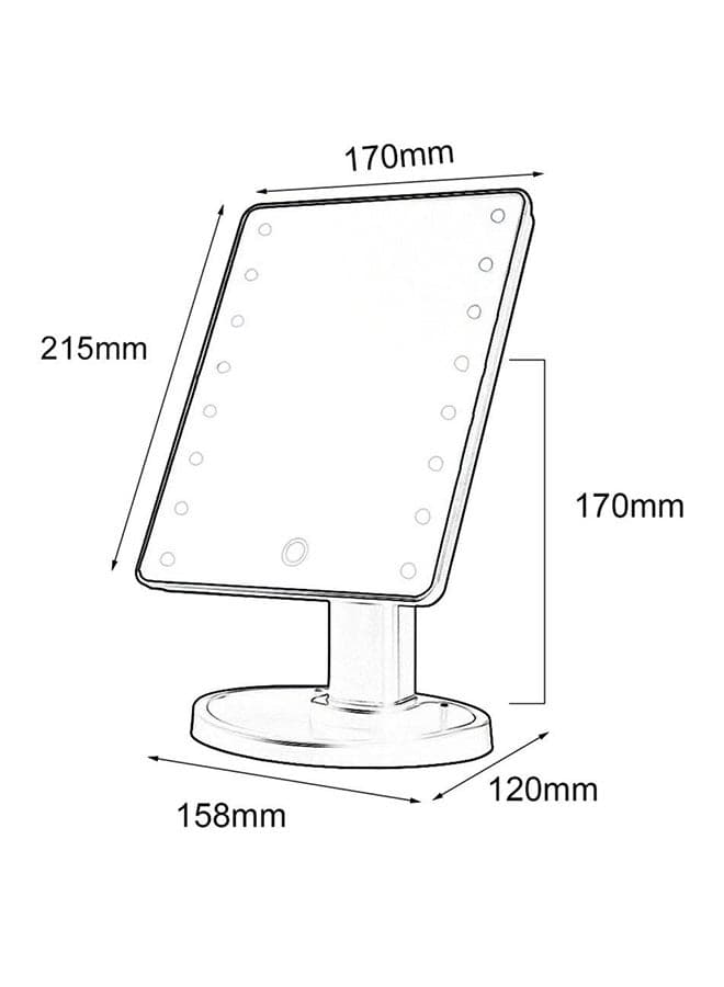 22 LED 360 Degree Rotation Tabletop Cosmetic Mirror White
