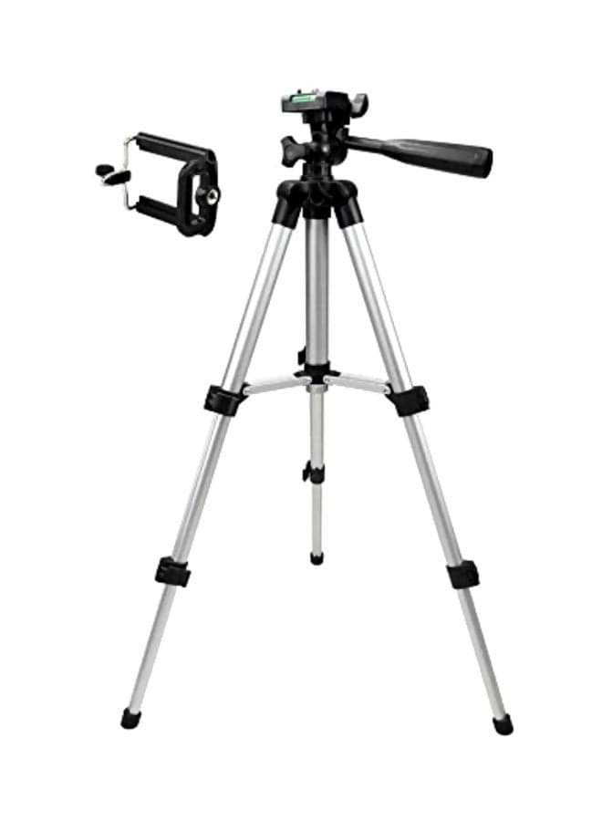 3-Pieces Adjustable Tripod With Mobile Mount Head And Bag Set Black/Silver