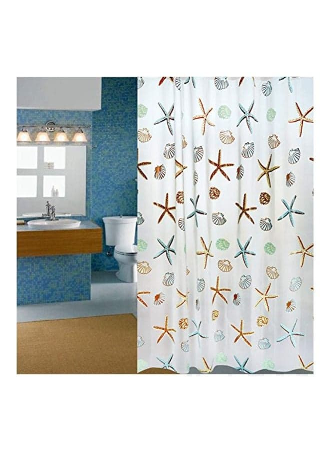 Printing Shower Curtain White/Brown/Blue 180x180cm