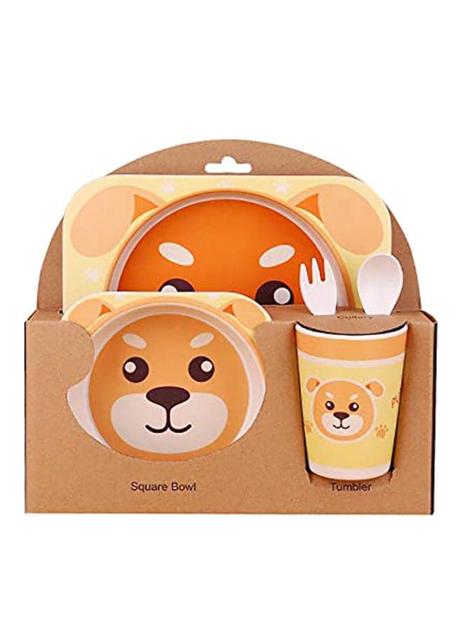 5-Piece Dog Printed Bamboo Fiber Tableware Set