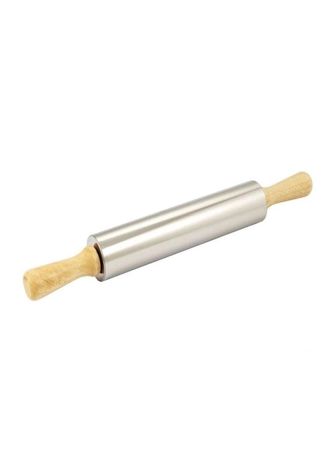 Steel Rolling Pin With Handle Silver