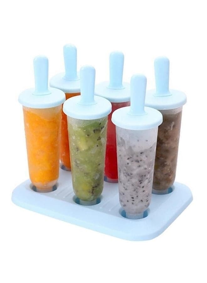 Set Of 6 Popsicle Molds With Tray Holder Multicolour