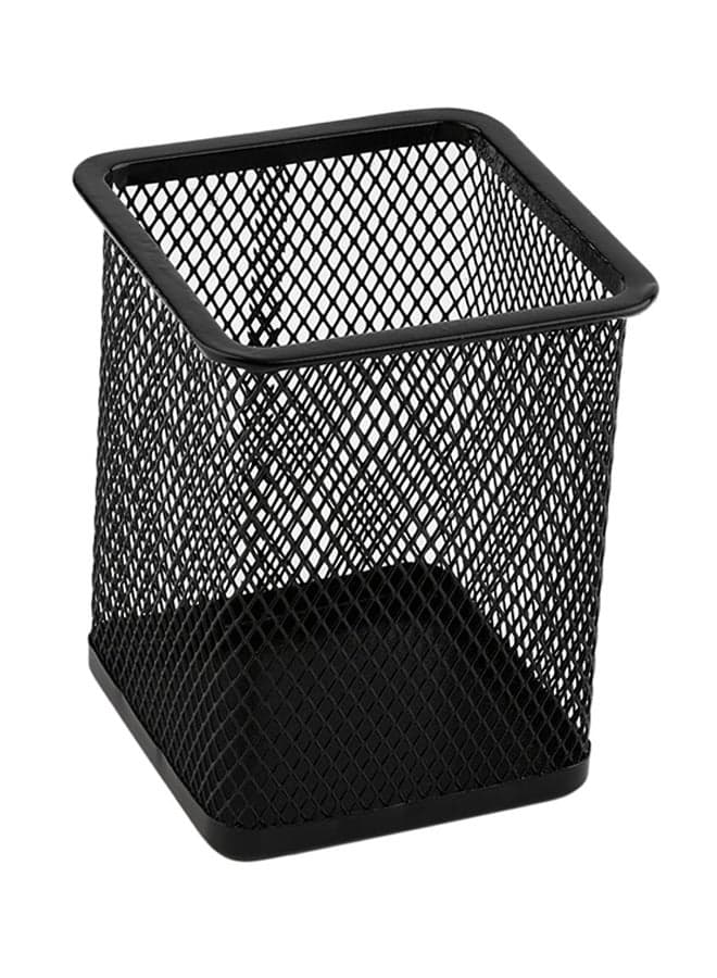 Metal Mesh Square Pen Pot Black