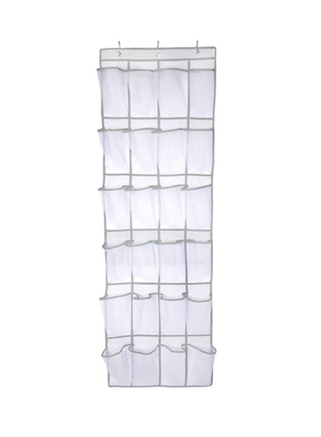 24-Pocket Shoes Hanging Storage Bag White