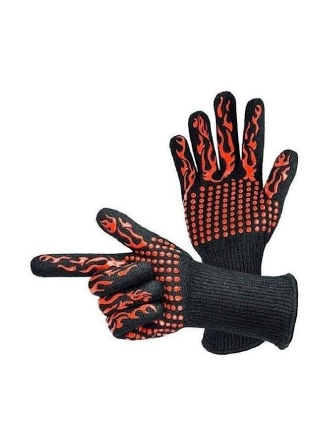 BBQ Oven Mitts Gloves Black/Red