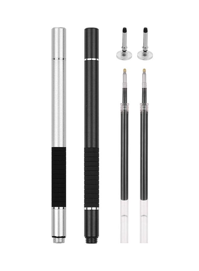 2-Piece Touchscreen Stylus Pen Set Black/Silver