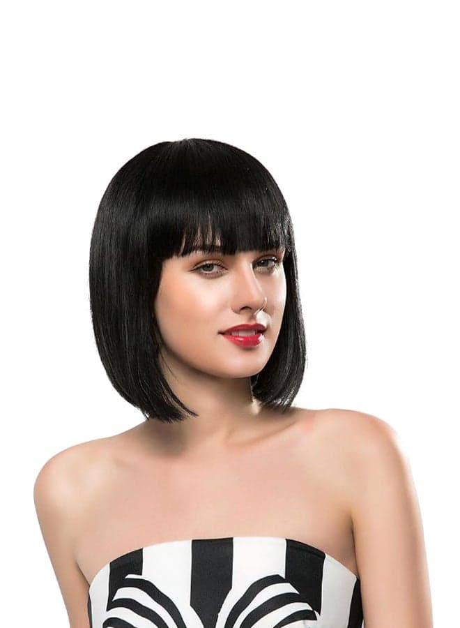 Short Straight Bobo Hair Wig Black