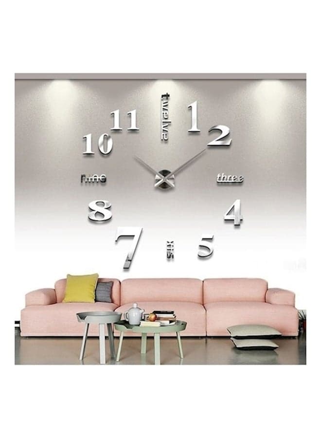 Large DIY 3D Acrylic Wall Clock Silver