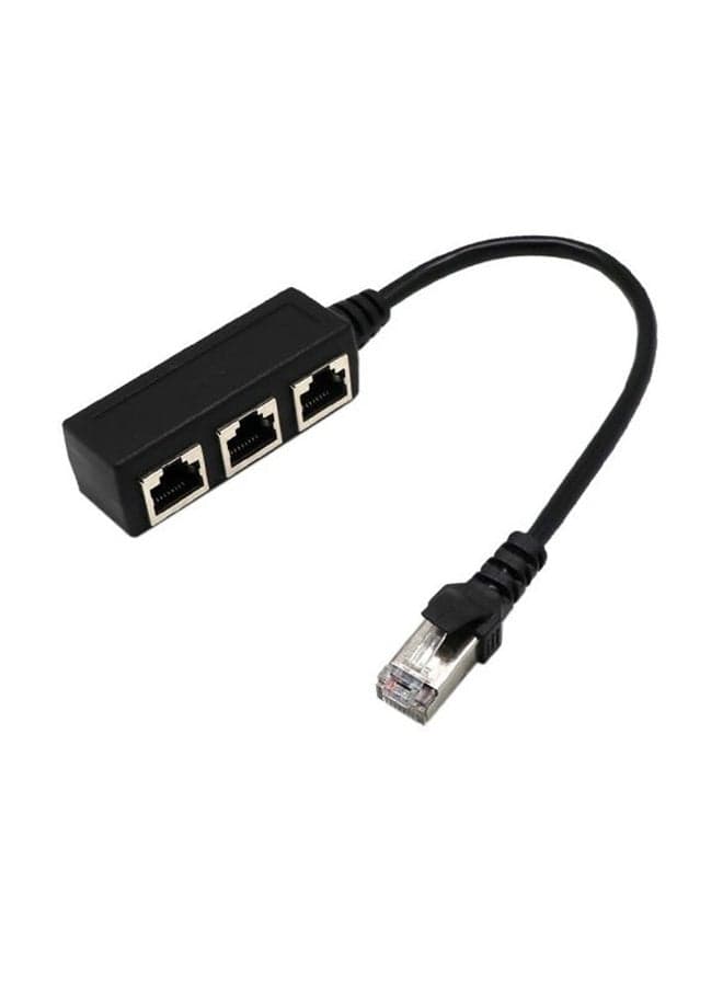 1-To-3 Ethernet LAN Network Cable Connector Black