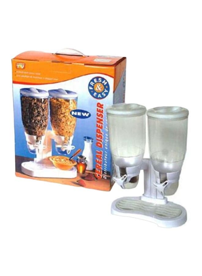 Double Cereal Storage Container White/Clear/Silver
