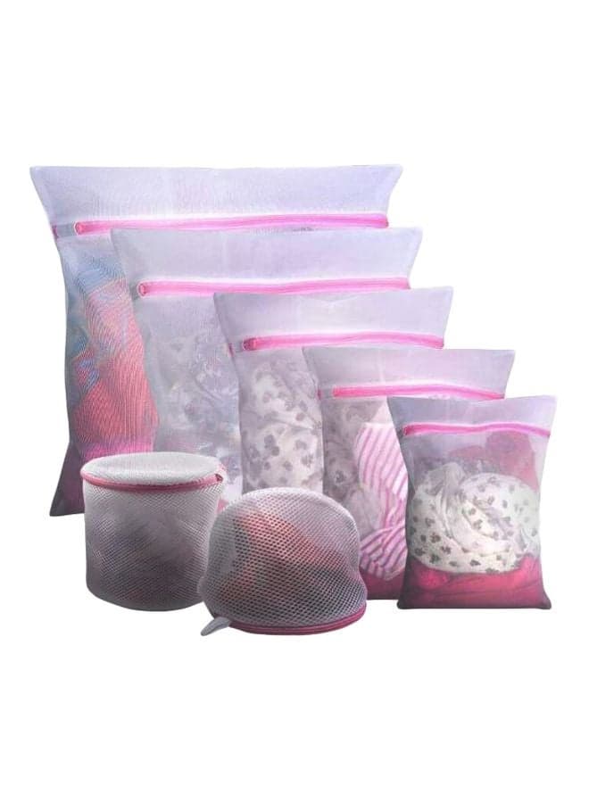 7-Piece Zipper Laundry Bags Set Pink