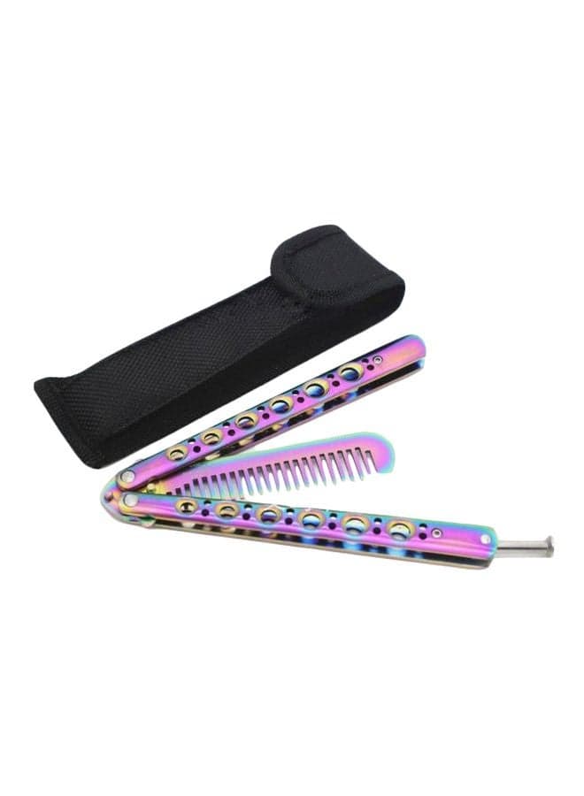 Butterfly Metal Comb Knife Training Tool Pink/Blue/Black 22.7cm