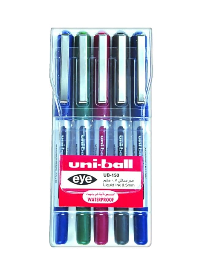 5 Piece Waterproof Gel Pen Multicolour