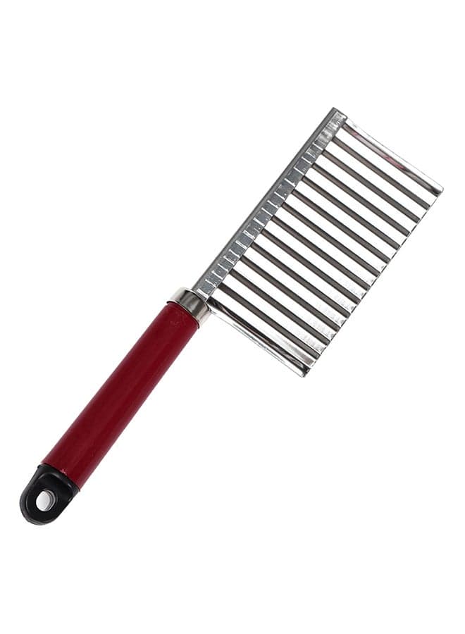 Stainless Steel Potato Chip Vegetable Crinkle Cutter Silver/Brown