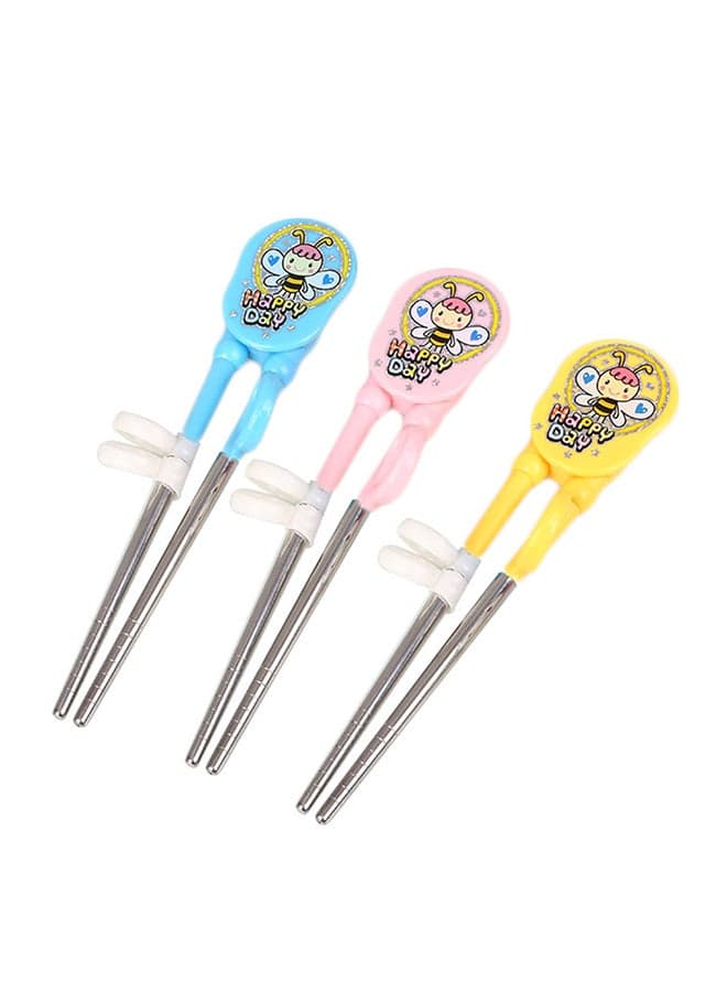 Pair Of 3 Stainless-Steel Chopsticks Multicolour