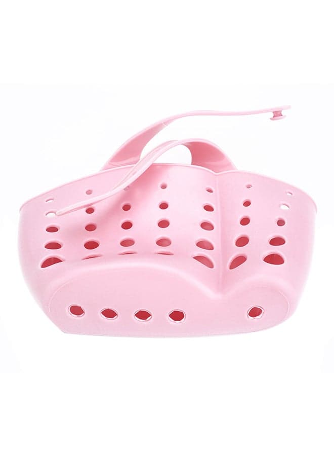 Sponge Drain Hanging Tap Basket Rack Pink 11 x 1.5 x 1.3cm
