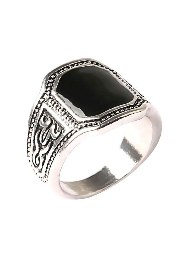 Silver Plated Resin Studded Ancient Ring