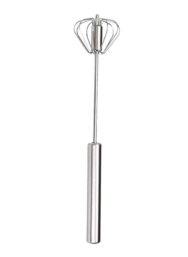 Semi-Automatic Rotating Kitchen Egg Beater Silver