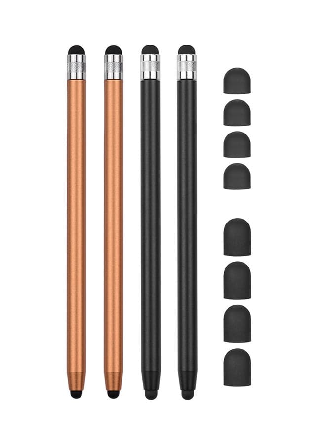 4-Piece Universal Touchscreen Stylus Pen For All Tablets With 8 Extra Replaceable Soft Rubber Tips Multicolour