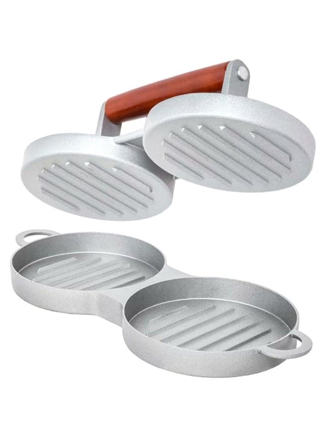 Double Burger Press Silver 12cm