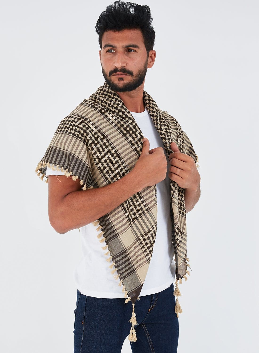 Plaid Arabic Shemagh Scarf Brown/Black