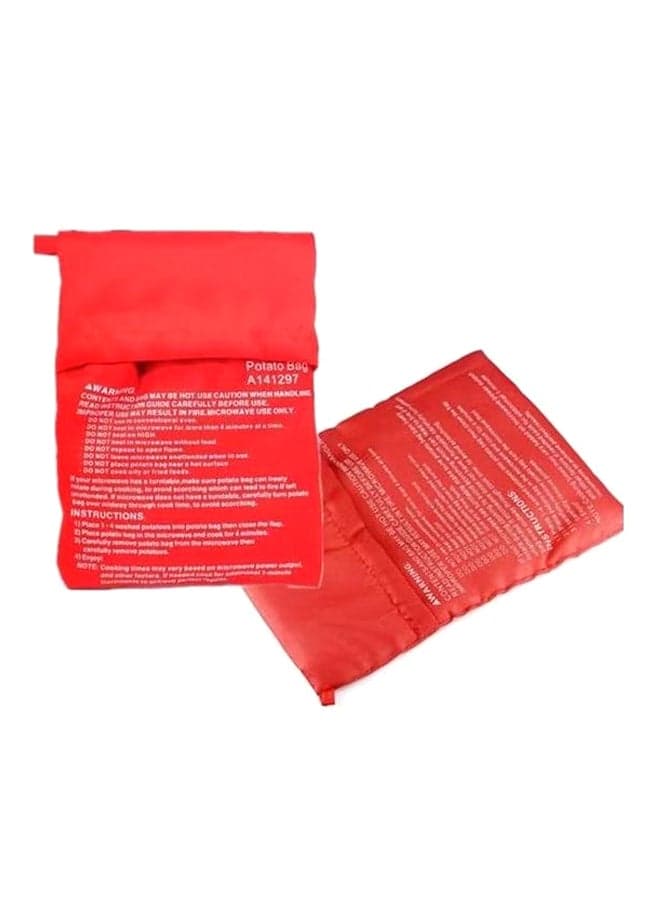2-Piece Microwave Potato Cooking Bag Set Red 6.5inch