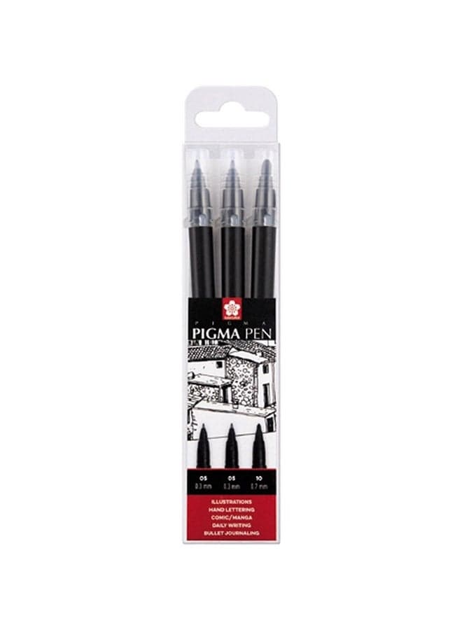 3-Piece Drawing Pen Black