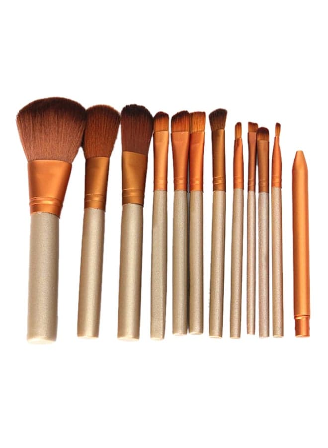 12-Piece Make-Up Brush Set Gold/Bronze