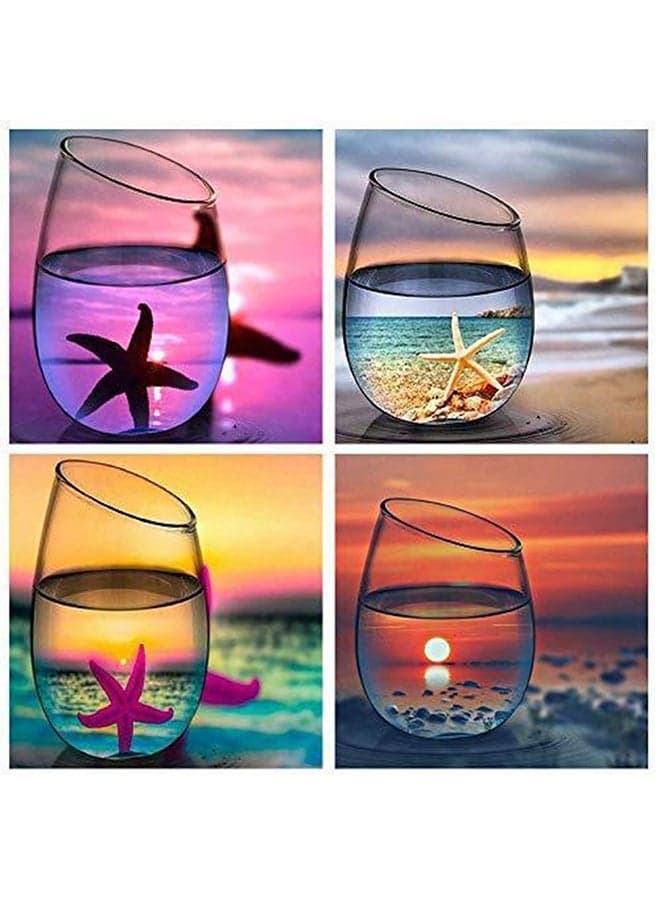 4-Piece DIY 5D Needlework Crystal Diamond Painting Multicolour 30x30cm