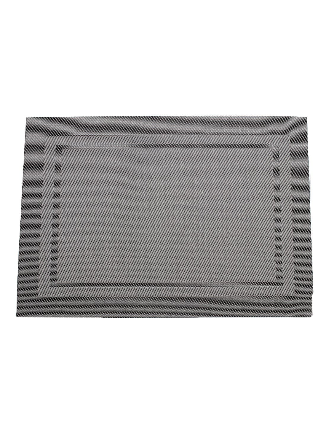 6-Piece Double Border Placemat Set Silver/ Grey 46 x 32centimeter