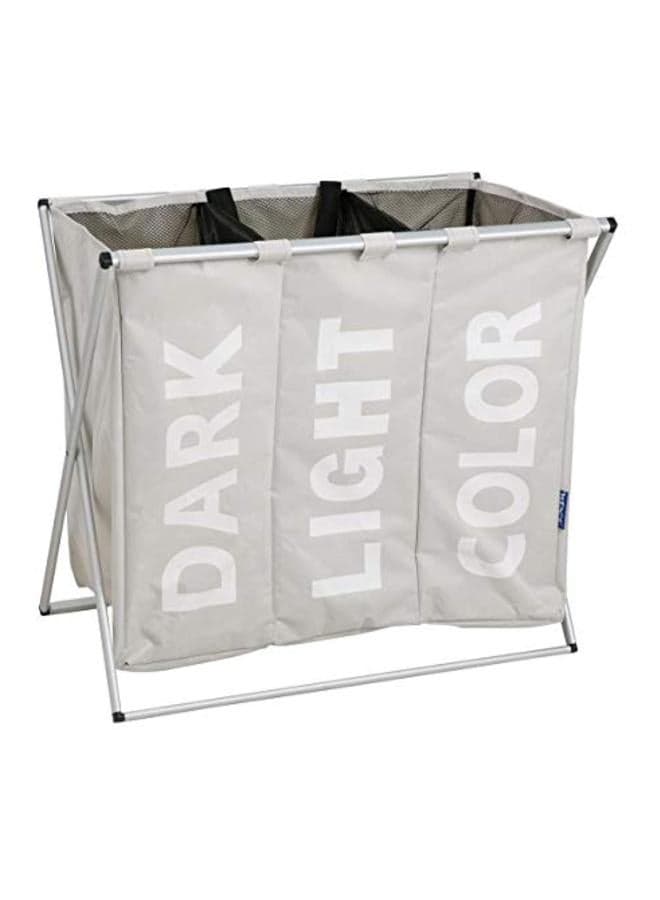 Three Compartment Laundry Basket Beige/Black 57 x 63cm