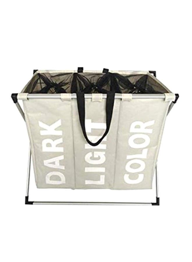 3-Grid Dirty Cloth Laundry Basket Storage Beige/White/Black 60x45cm