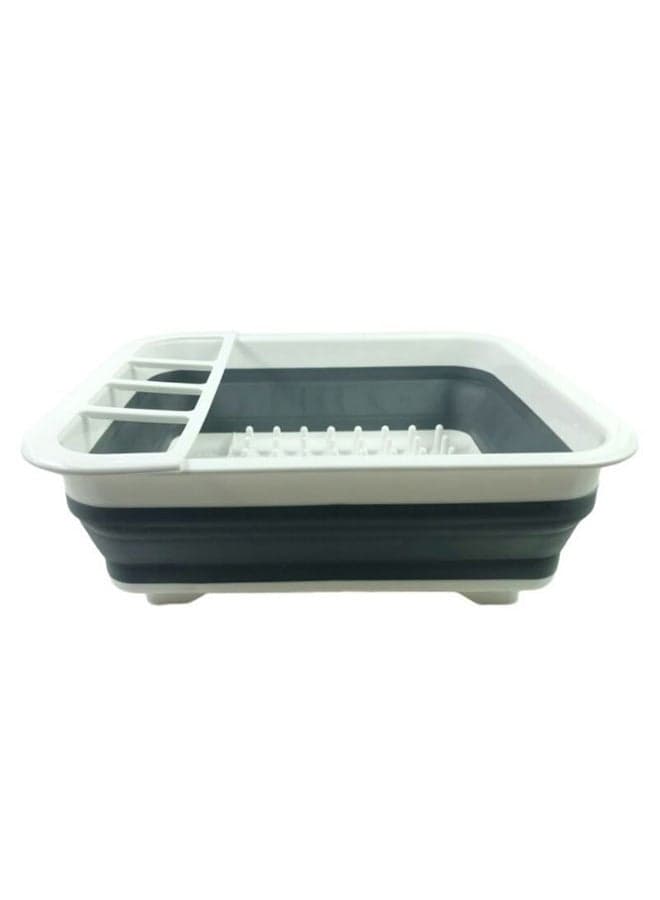 Folding Kitchen Drain Dish Rack Grey/White