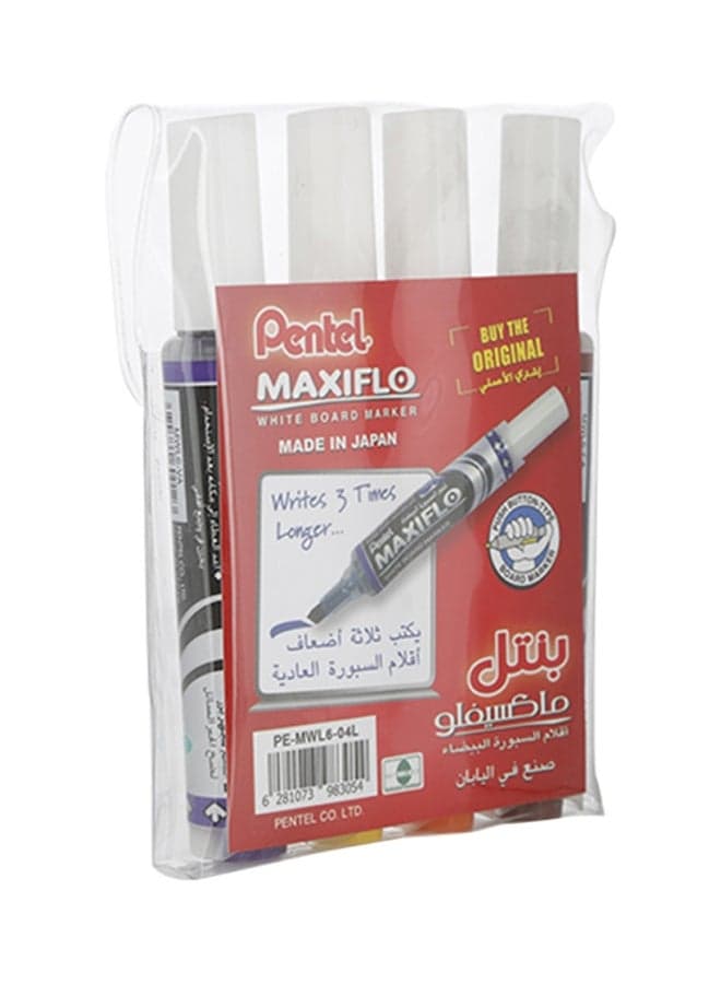 4-Piece MaxiFlo Whiteboard Marker Set Violet/Yellow/Orange