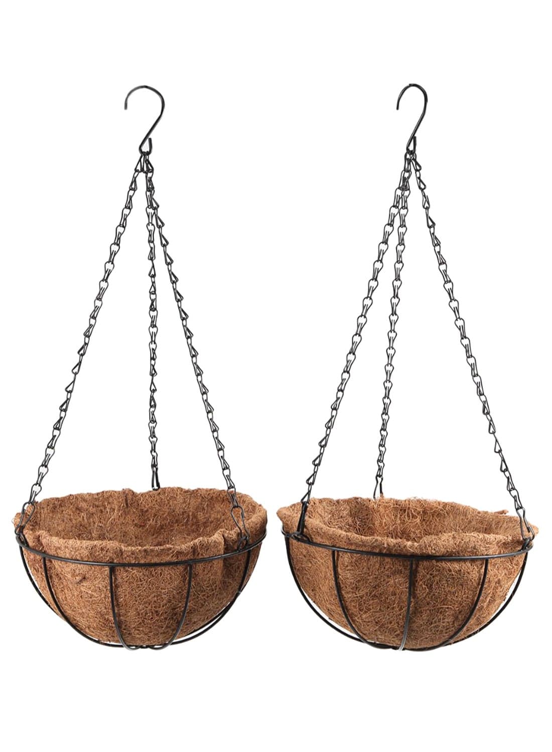 2-Piece Growers Hanging Basket Planter Set Brown/Silver 5 x 10inch