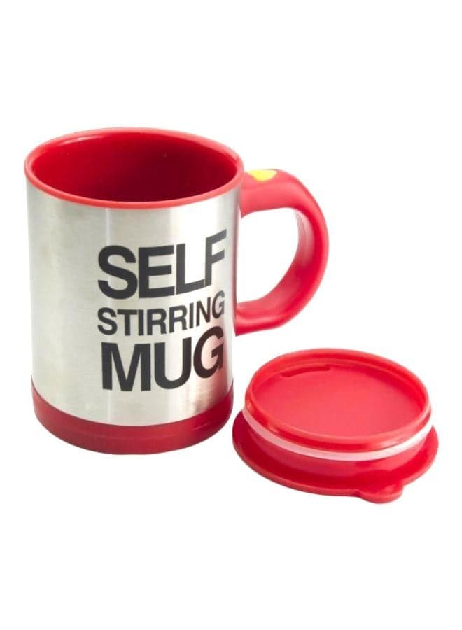 Self Stirring Mug Silver/Red 400ml