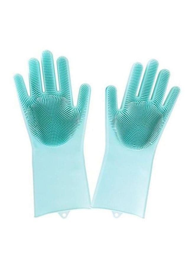 Reusable Rubber Cleaning Gloves Blue 10 x 4.5 x 1inch
