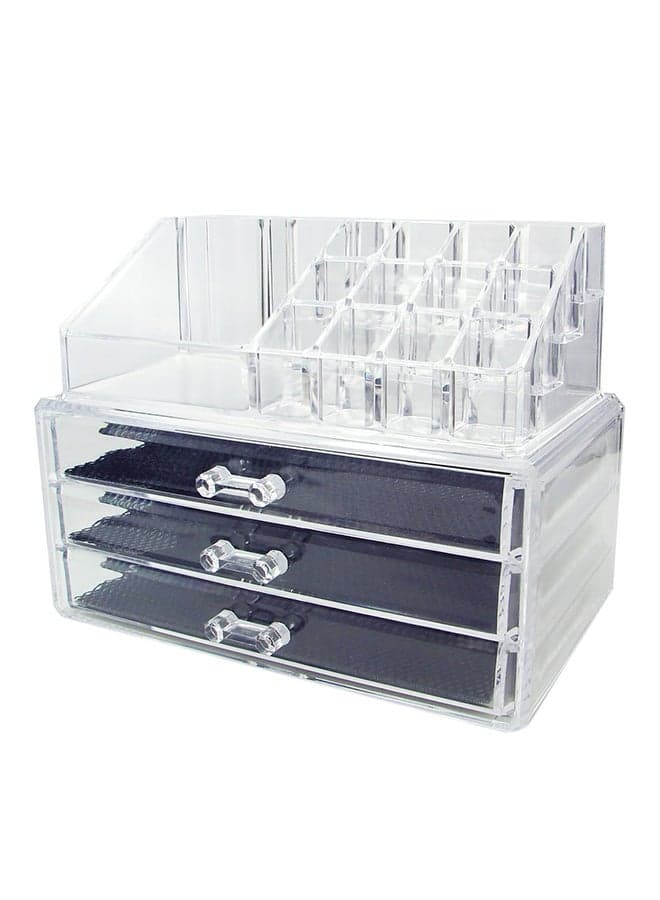 2-Piece Acrylic Jewellery And Cosmetic Display Box Set Clear