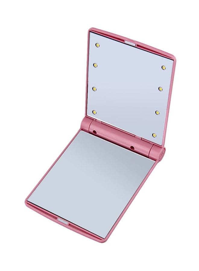 8 LED Luminous Light Folding Makeup Mirror Pink