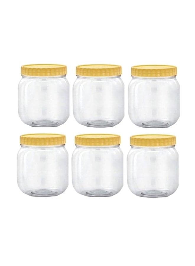 6-Piece Plastic Spice Jar Set Clear/Yellow 500ml