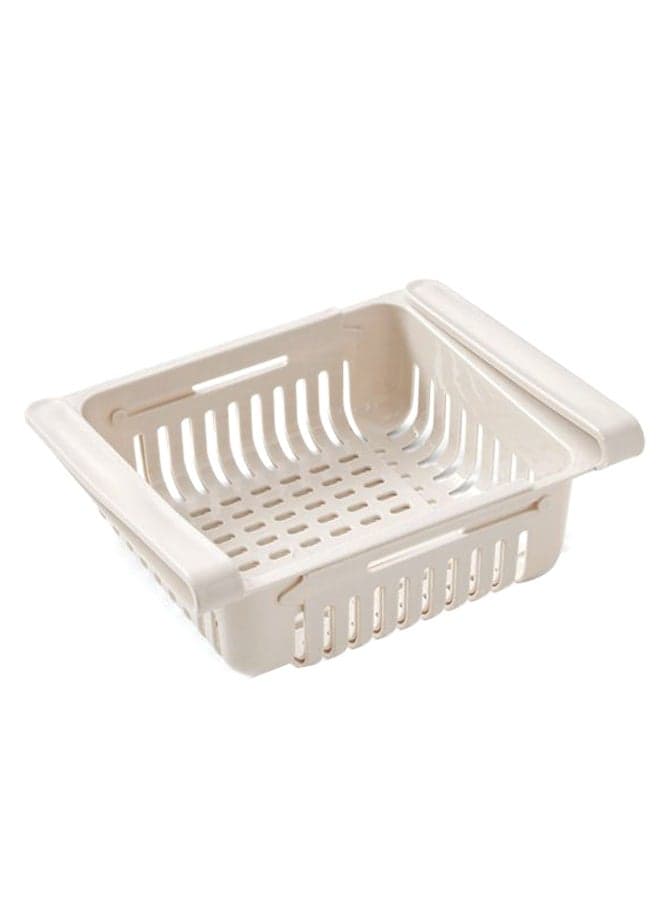 Drawer Type Refrigerator Storage Box Beige 8.1 x 6.3inch
