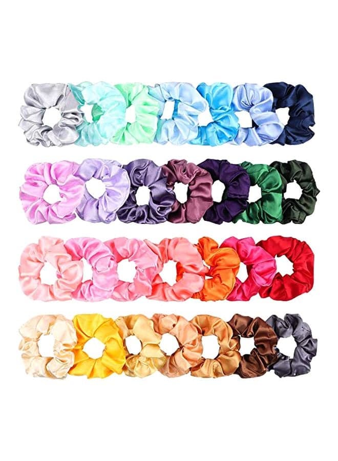 28-Piece Hair Scrunchies Set Pink/Green/Orange